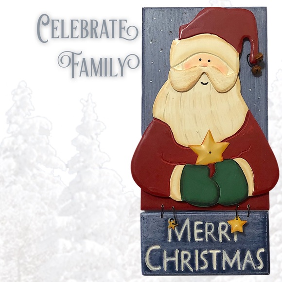 Other - 3-Dimensional Rustic Painted Wood Santa Wall Art